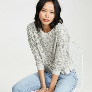 RAILS Marlo Flocked Leopard Pullover in Heather Grey, Womens Size S